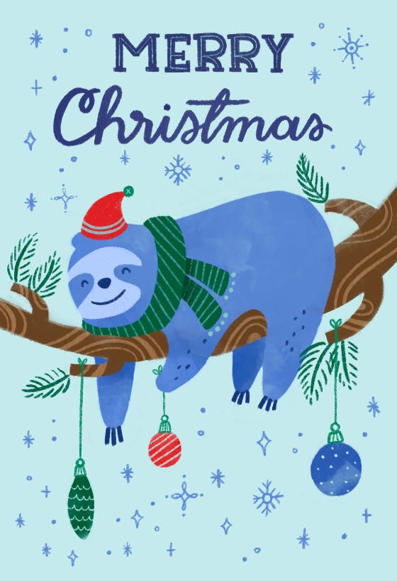 Blue sloth -  tarjeta de navidad