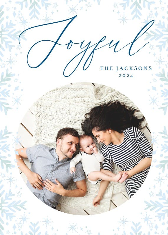 Blue snowflakes joyful - holidays card