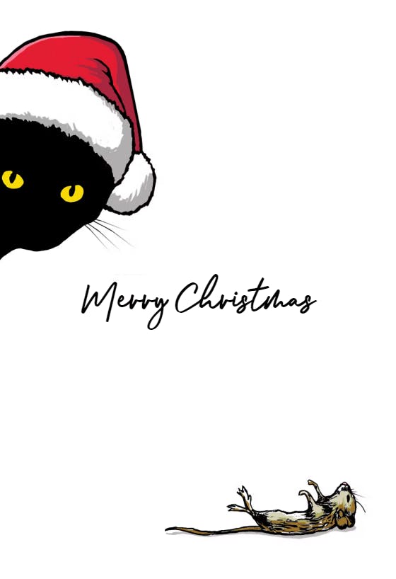 Cat mouse -  tarjeta de navidad