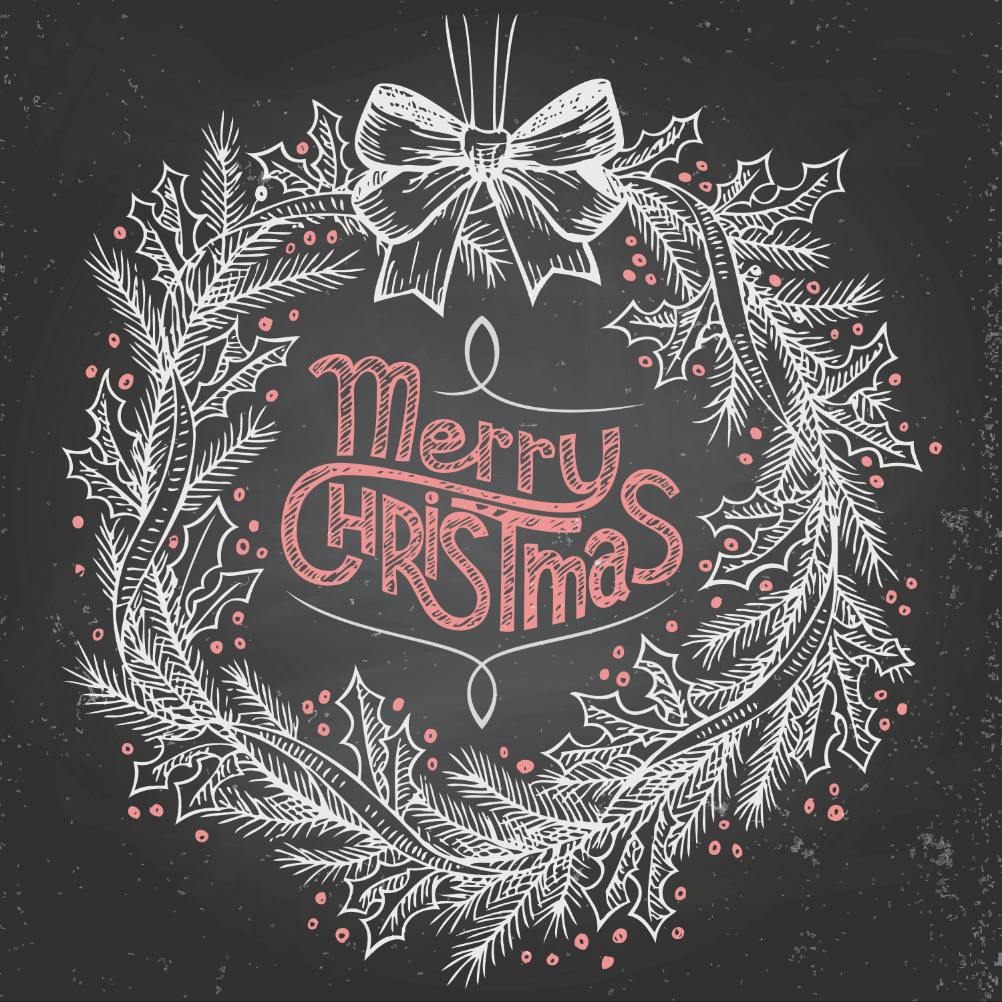 Chalkboard wreath - holidays card