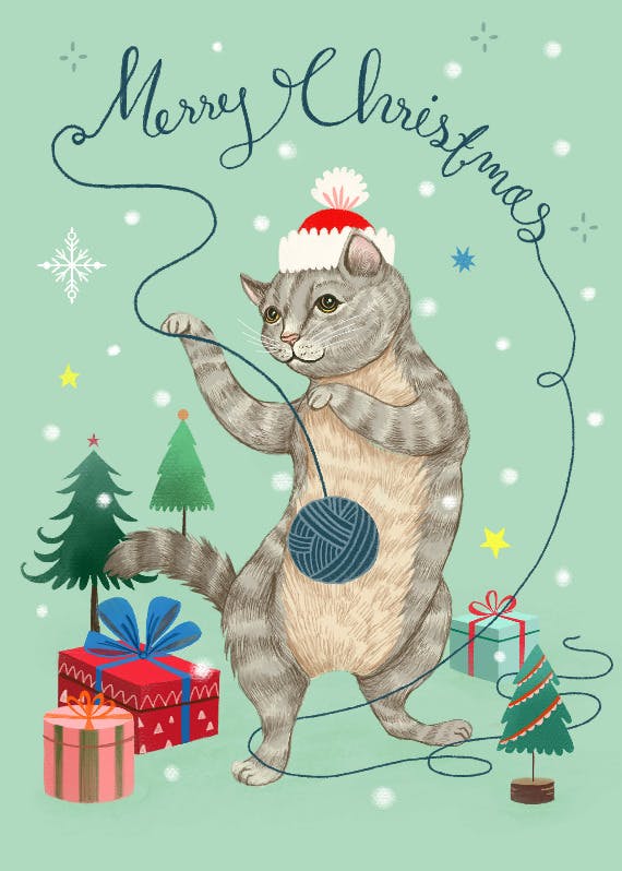 Christmas cat -  tarjeta de navidad