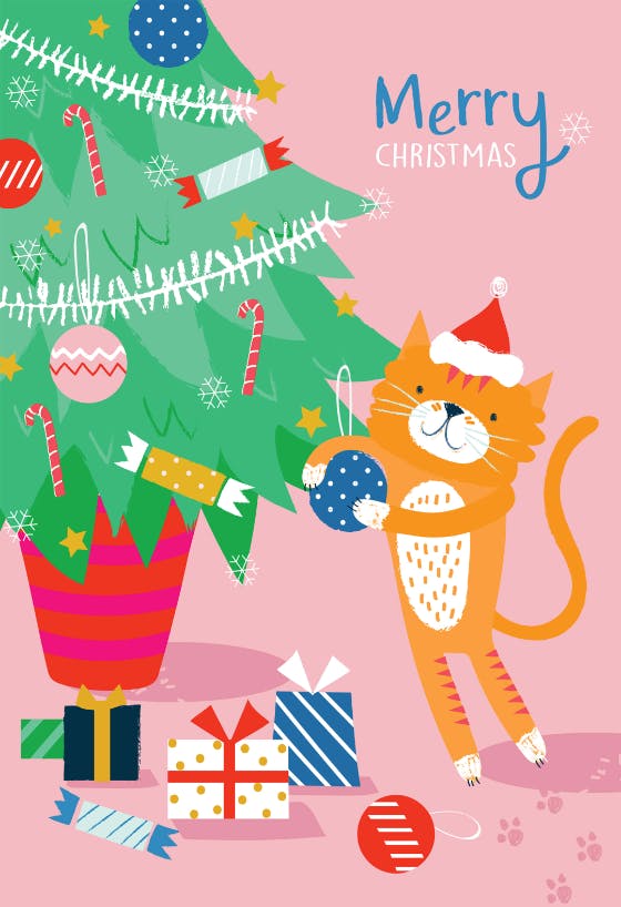 Christmas ginger cat - holidays card