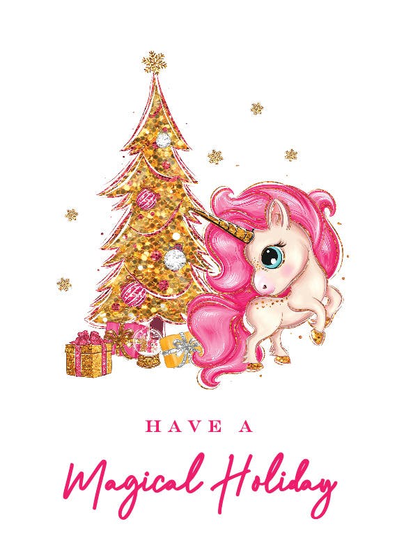 Christmas unicorn - holidays card