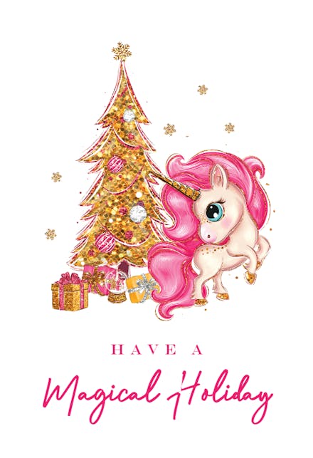 Christmas Unicorn Christmas Card Free Greetings Island