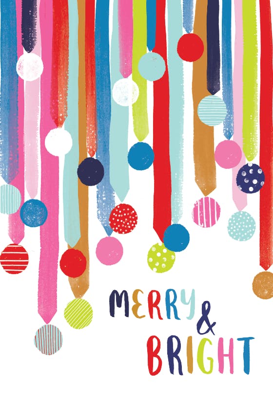 Colorful merry and bright - christmas card