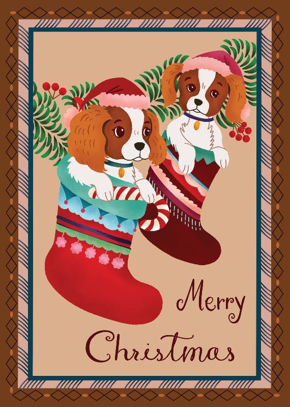 Cute puppies -  tarjeta de navidad