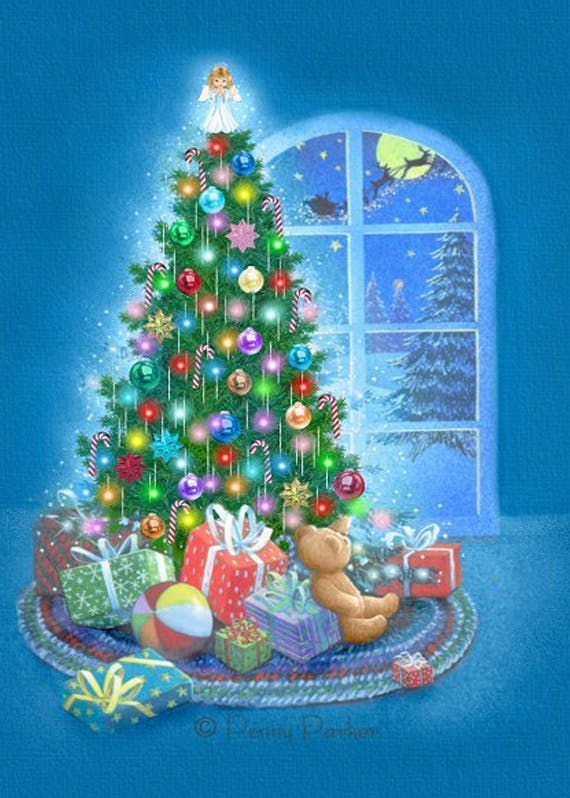 Decorated tree - holidays card