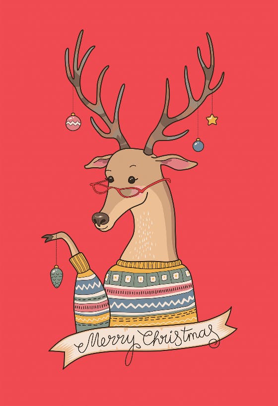 Deerly decorated - christmas card