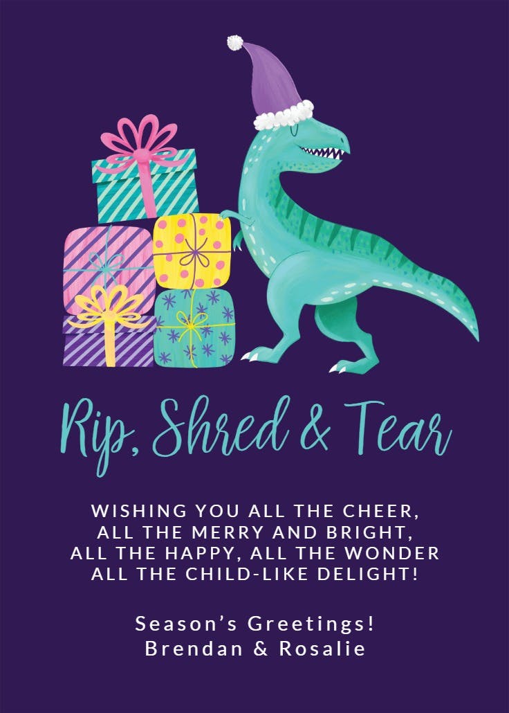 Dino pastel - tarjeta de navidad