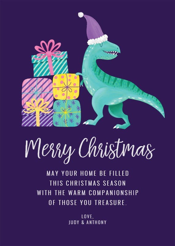 Dino pastel christmas -  tarjeta de navidad
