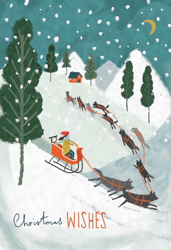 Dog sledge - christmas card