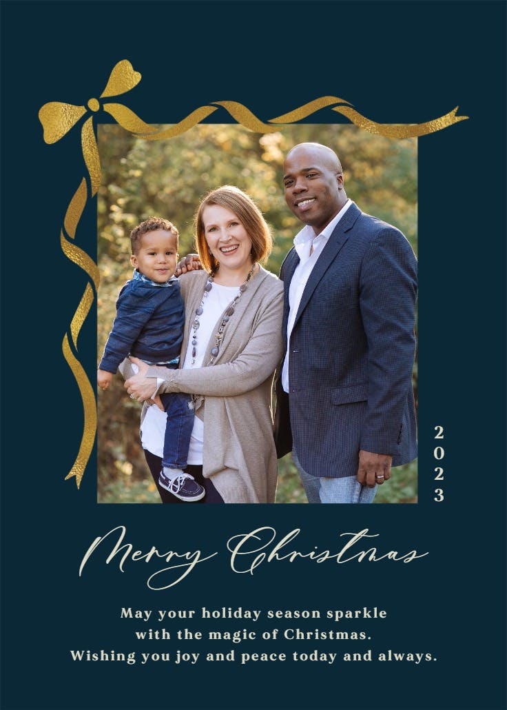 Elegant golden ribbons - christmas card