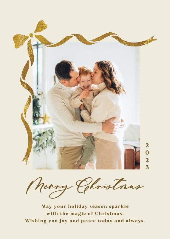 Elegant golden ribbons - holidays card