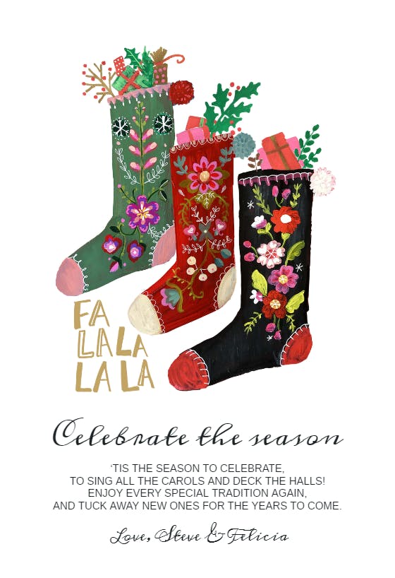 Filled stockings - christmas card