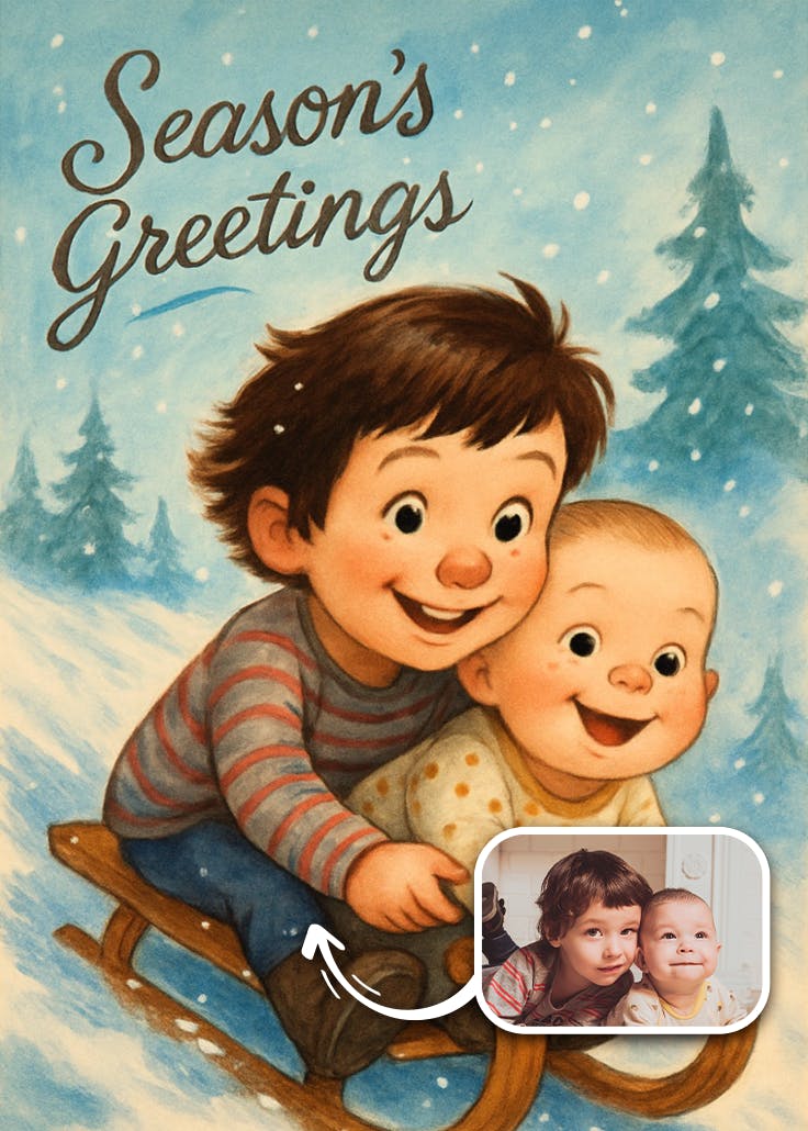 Fun sleigh - tarjeta de navidad