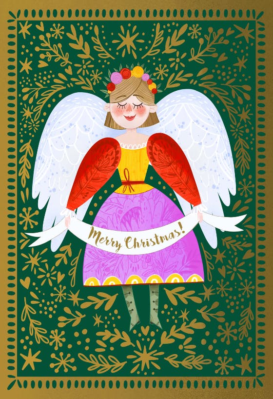 Gold ornaments - christmas card