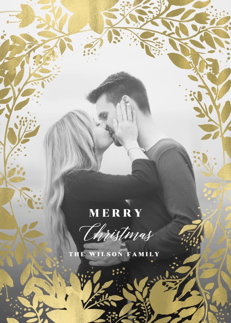 Golden lace flowers - christmas card