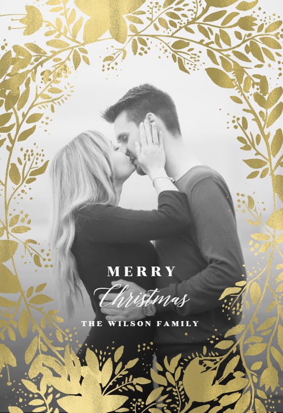 Golden lace flowers - christmas card