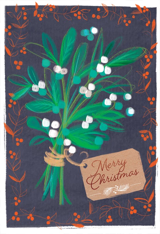 Green christmas bouquet -  tarjeta de navidad