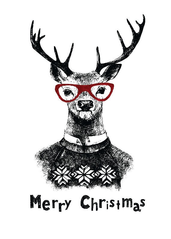 Hipster deer - christmas card