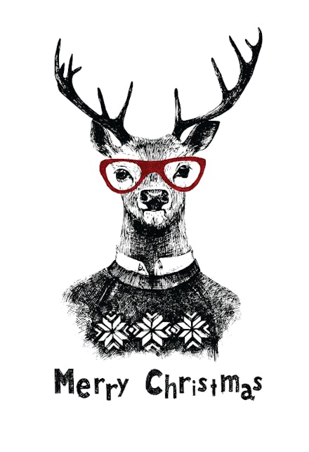Hipster deer - Christmas Card