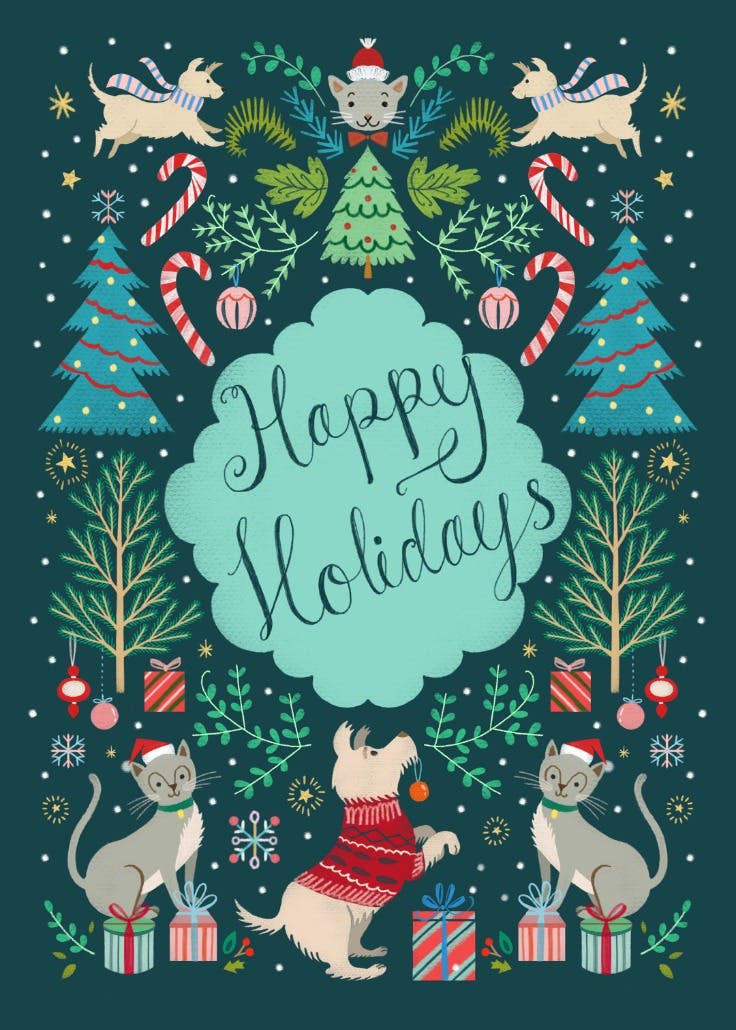 Holiday pets - christmas card