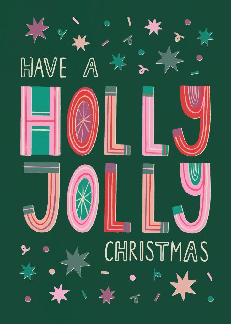 Holly jolly greetings - christmas card