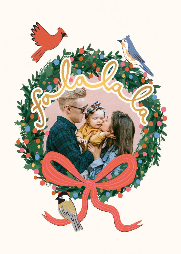 Joyful nesting wishes wreath - holidays card