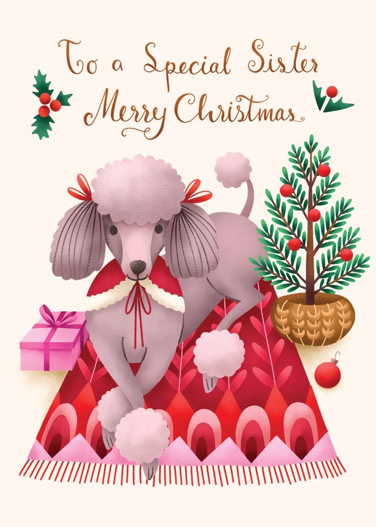 Joyful poodle tidings - christmas card