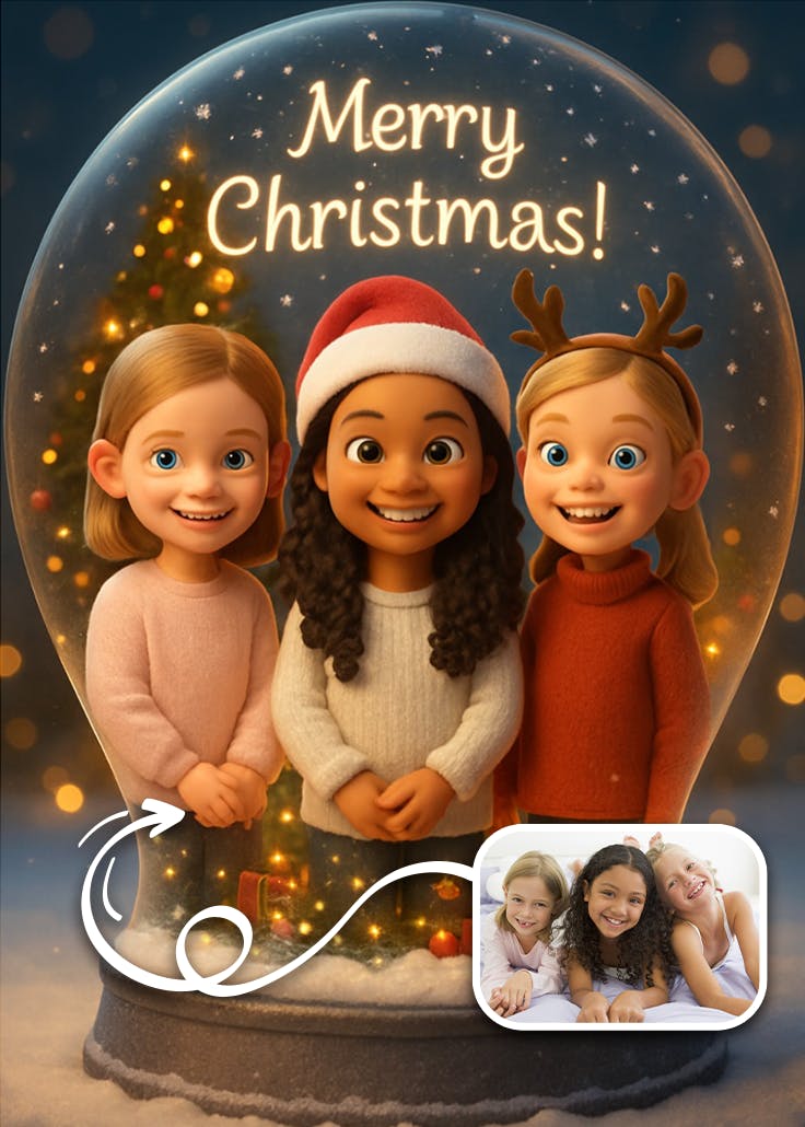 Kiddie snow globe - tarjeta de navidad