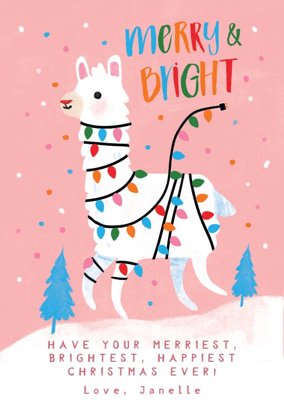 Llama lights - christmas card