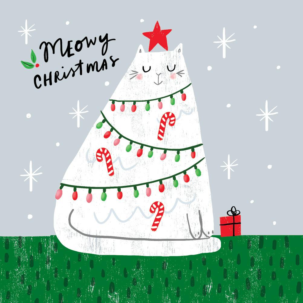 Meowy tree - christmas card