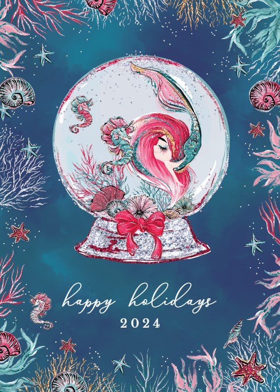 Mermaid christmas ball -  tarjeta de navidad