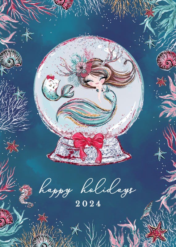 Mermaid christmas ball - christmas card