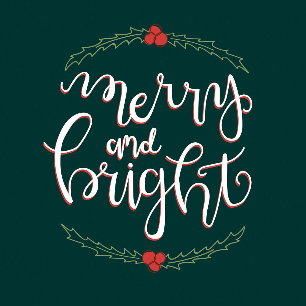 Merry bright -  tarjeta de navidad