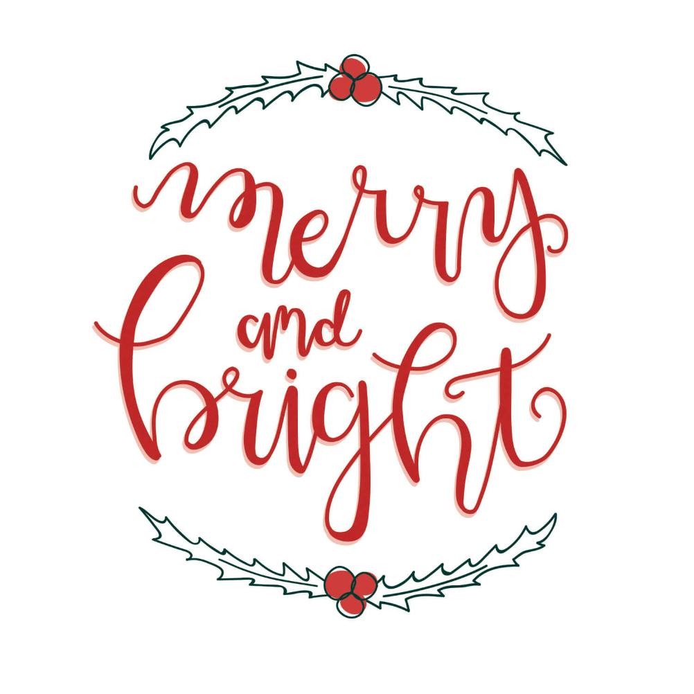 Merry bright -  tarjeta de navidad