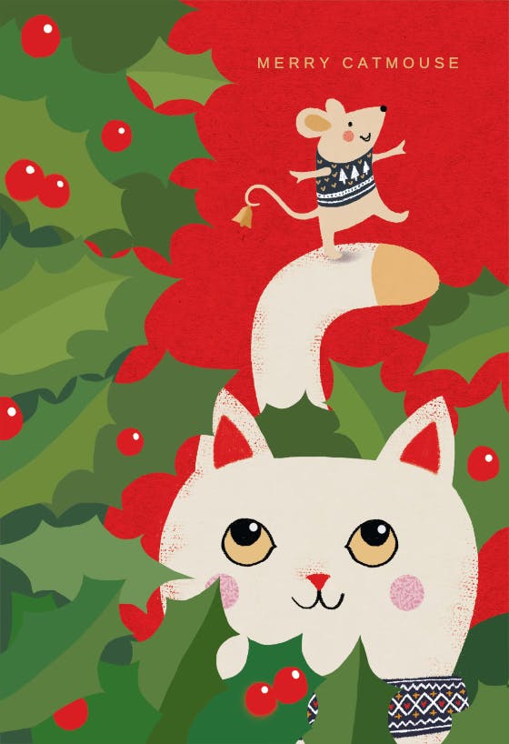 Merry catmouse -  tarjeta de navidad