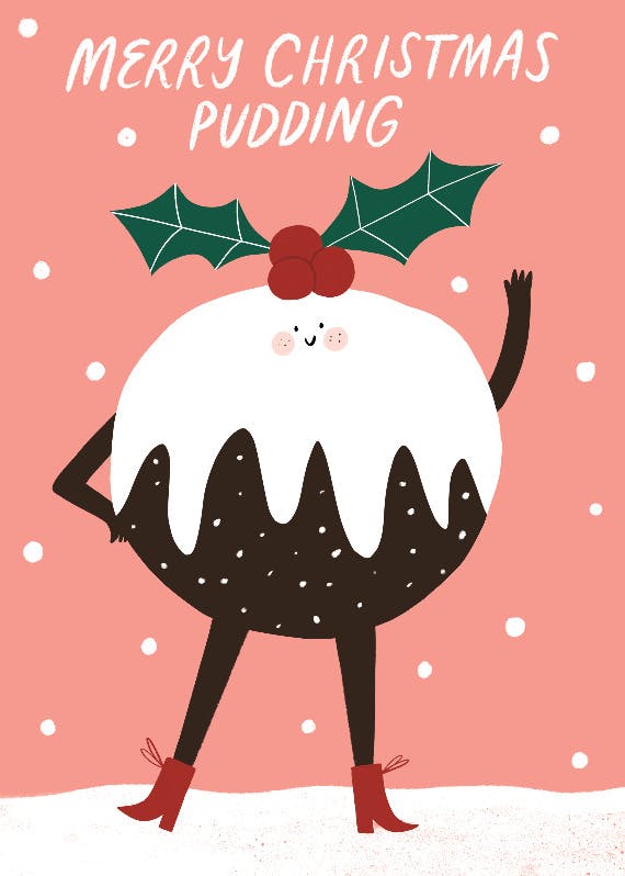 Merry christmas pudding -  tarjeta de navidad