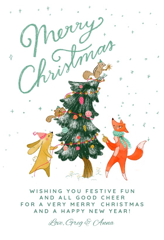 Merry critters -  tarjeta de navidad
