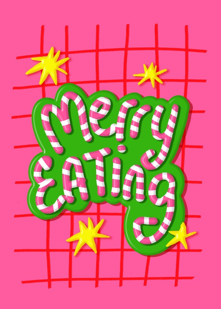 Merry eating - tarjeta de navidad