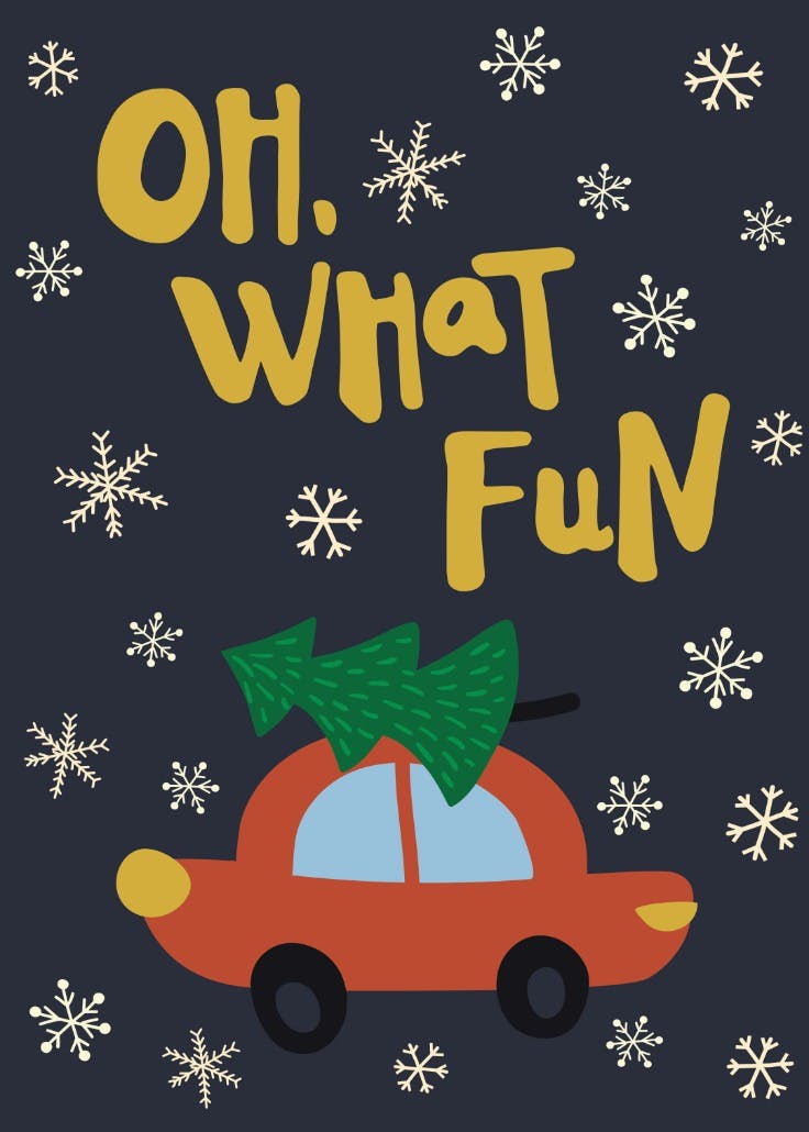 Oh what fun car - christmas card