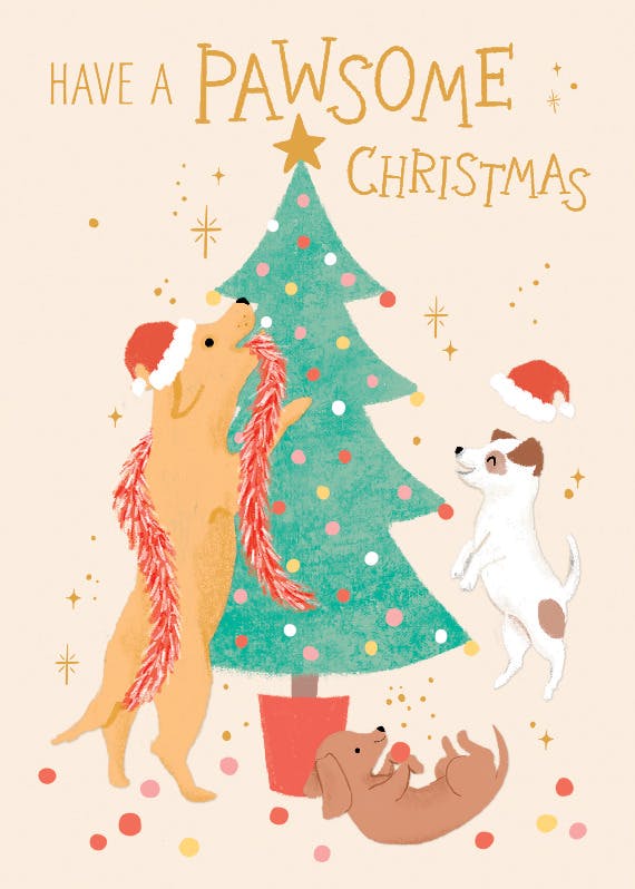 Pawsome joy -  tarjeta de navidad
