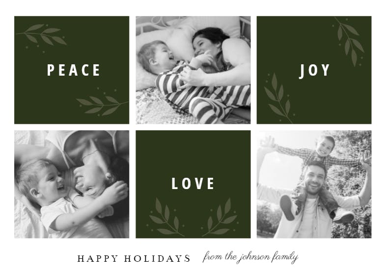 Peace joy love - holidays card
