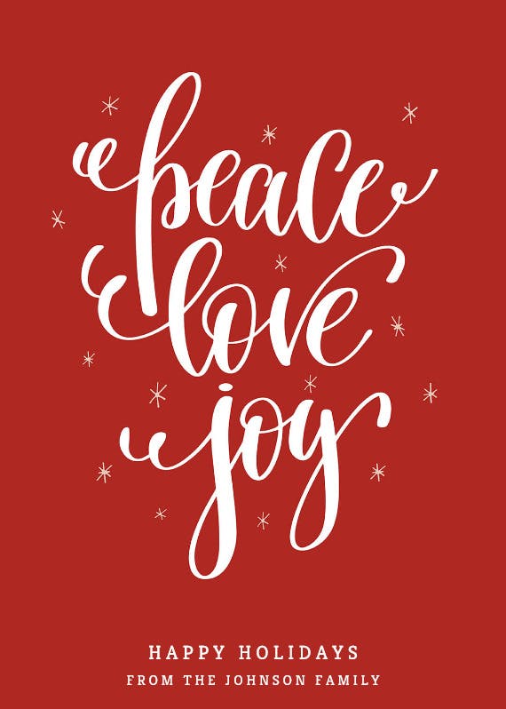 Peace love joy -  tarjeta de día festivo