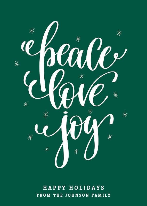 Peace love joy - christmas card