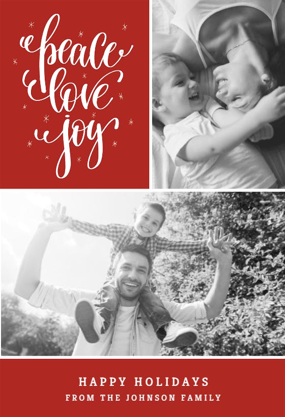Peace love joy -  tarjeta de día festivo