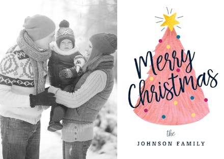 Pink Tree Photo - Christmas Card