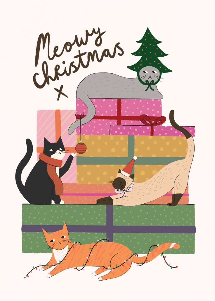 Purrfectly wrapped - christmas card