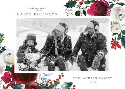 Red Bordo Bouquet Photo - Christmas Card