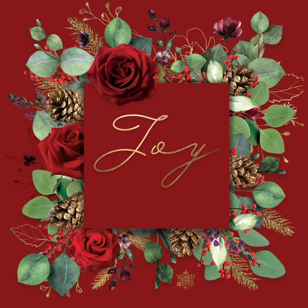 Red rose wreath - christmas card